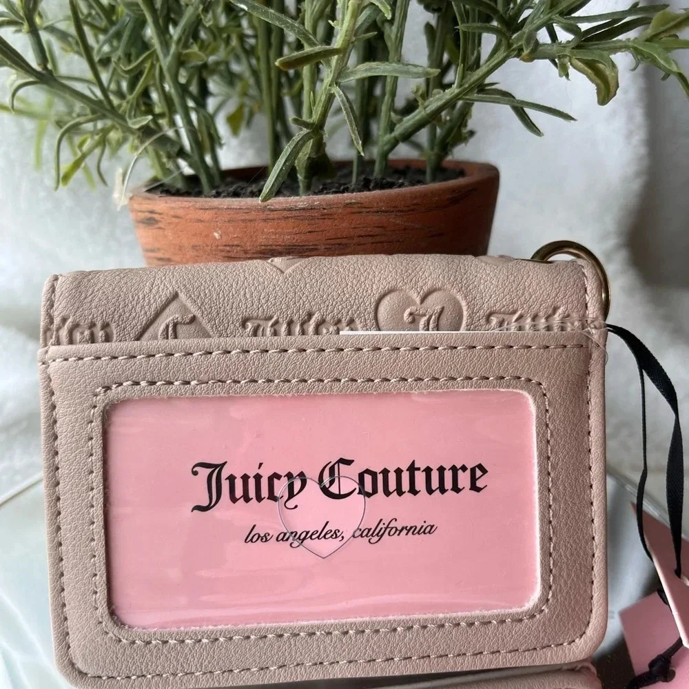 Juicy Couture Upgrade U Card Case ID Wallet Nude Beige Café Key Fob NWT